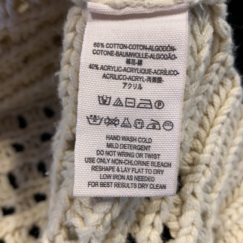 Free People Cream Crochet Cowl Neck Sweater Tank - Picture 6 of 6